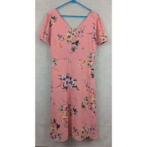 LOFT Pink Floral Midi Dress